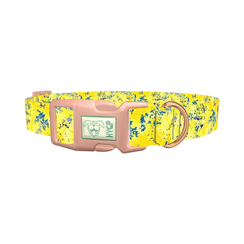 Yellow Abstract Dog Collar - plastic rose gold