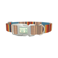 Striped Woven Dog Collar - plastic silver