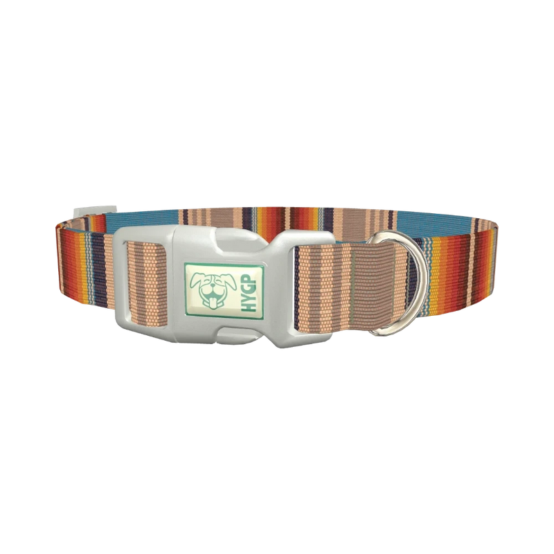 Striped Woven Dog Collar - plastic silver