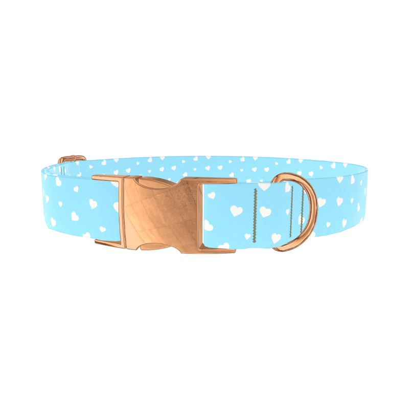 White Heart Pattern Dog Collar - metal silver