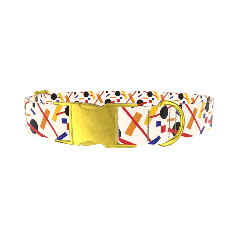 Geometric Abstract Dog Collar - metal gold