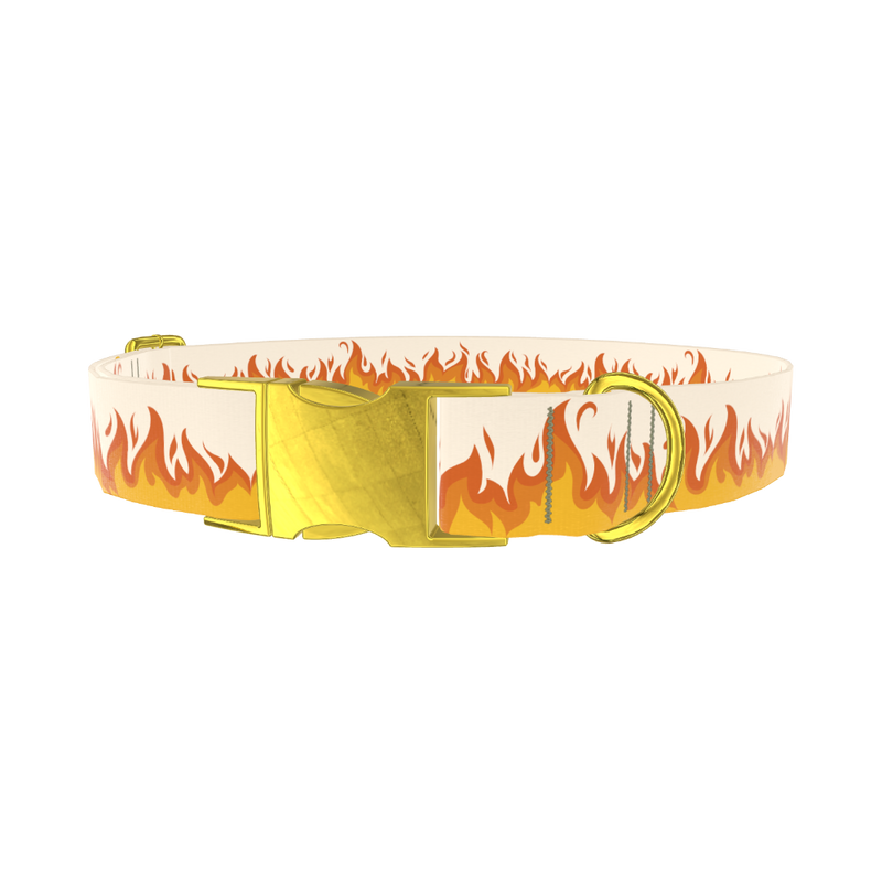 Fire Flame Dog Collar - metal gold