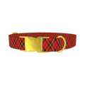 Rhombus Christmas Plaid Dog Collar - metal gold