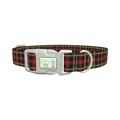Plaid Christmas Dog Collar - plastic silver
