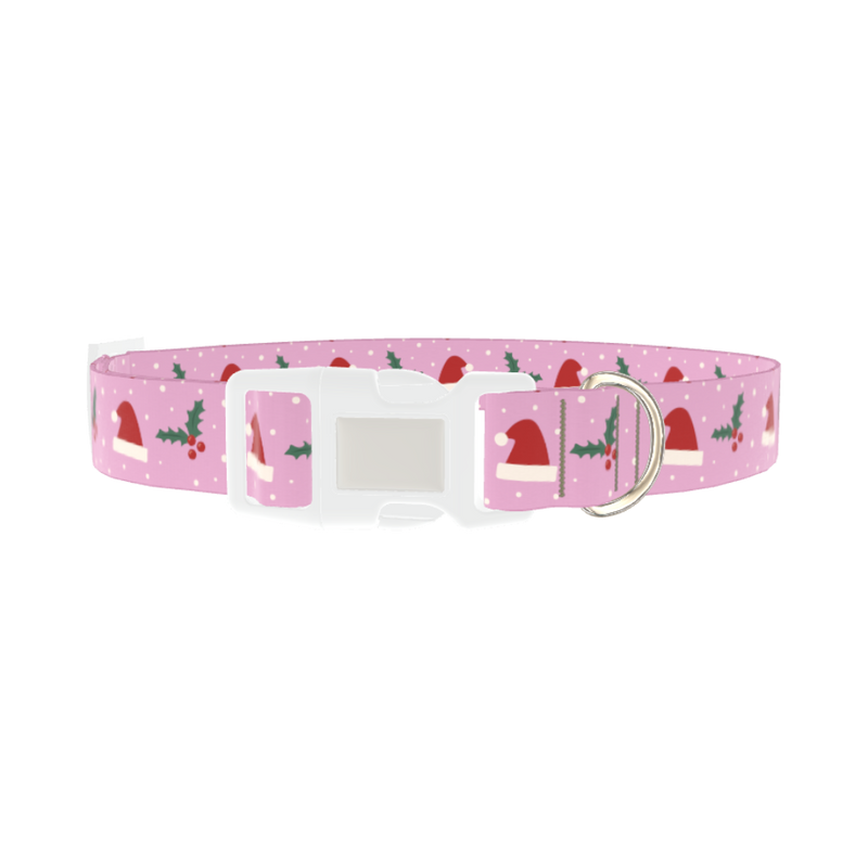 Christmas Santa Hat Dog Collar - plastic silver