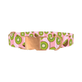 Pink Kiwi Pattern Dog Collar - metal rose gold