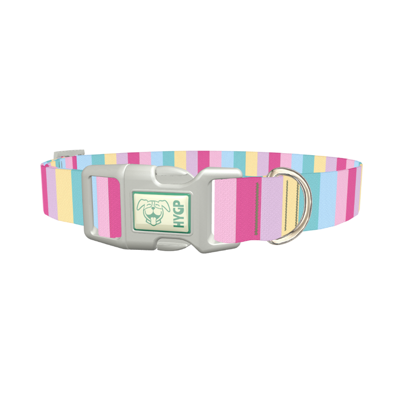Pastel Stripe Mix Dog Collar - plastic silver