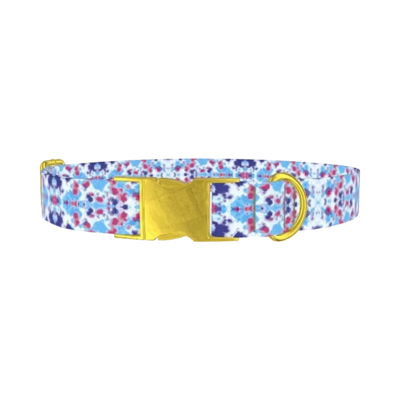 Color Splash Tie-Dye Dog Collar - metal gold
