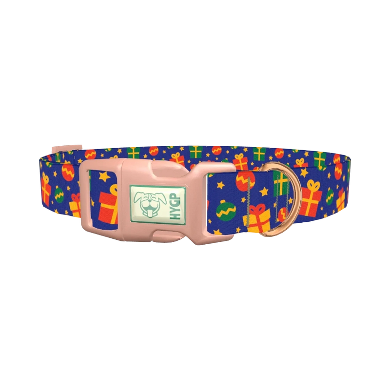 Festive Gift Dog Collar - plastic rose gold