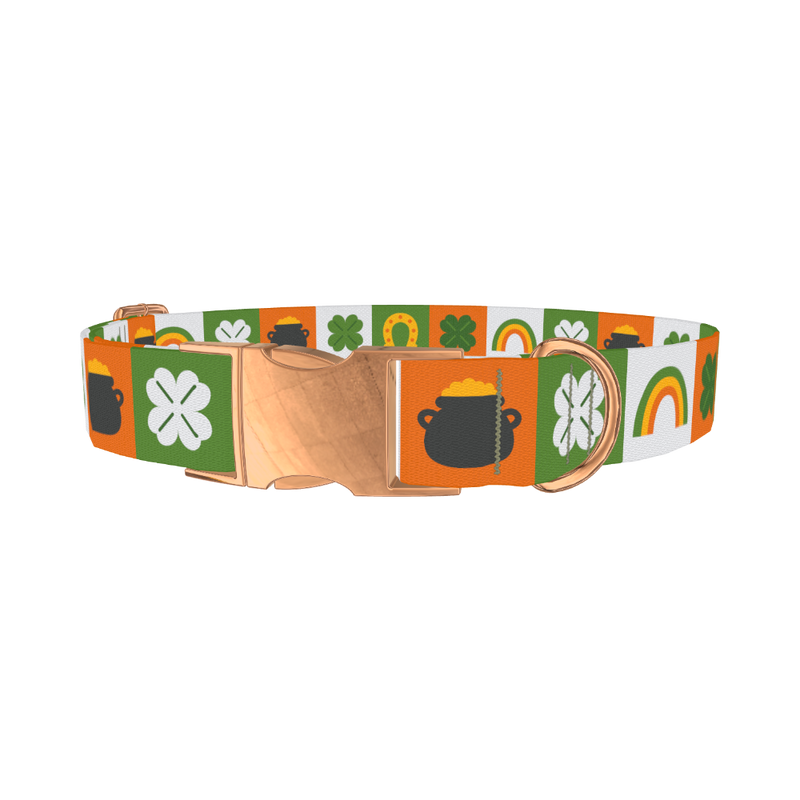 Rainbow Luck Dog Collar - metal rose gold