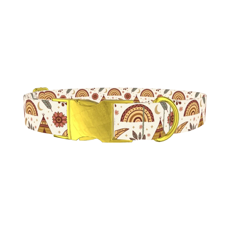 Bohemian Rainbow Dog Collar - metal gold