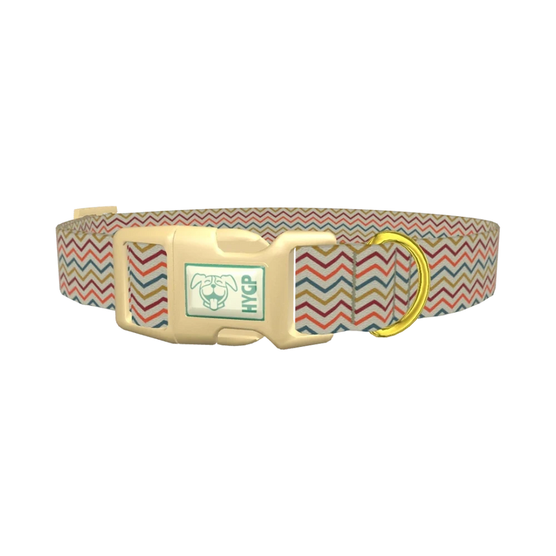 Geometric Zigzag Dog Collar - plastic gold