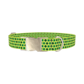 Lime Clover Pattern Dog Collar - metal silver