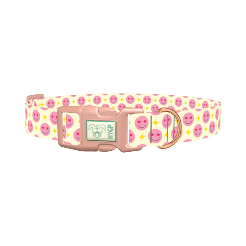 Valentine Smiley Dog Collar - plastic rose gold