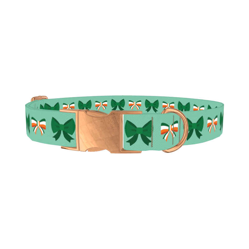 St. Patrick's Bow Dog Collar - metal rose gold