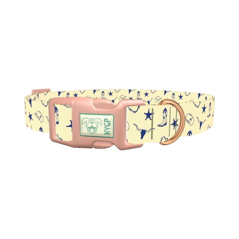 Cowboy Western Heart Dog Collar - plastic rose gold