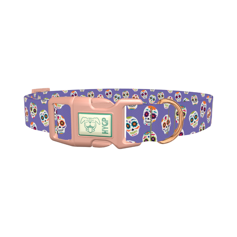 Calavera Skull Dog Collar - plastic rose gold