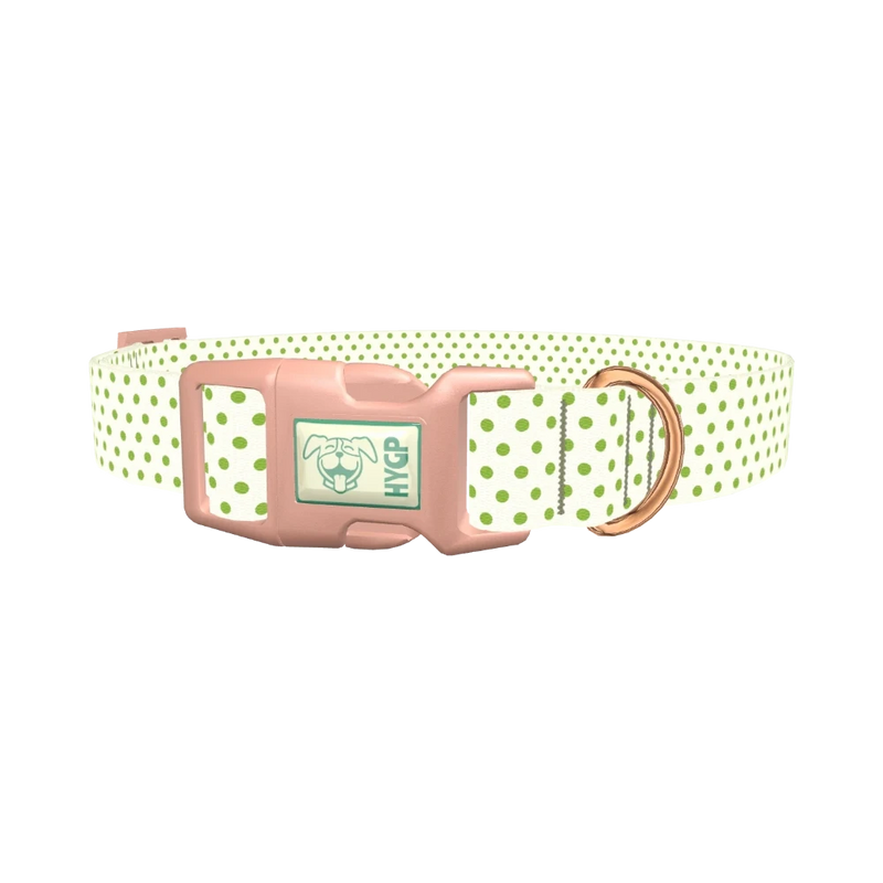 Green Polka Dot Dog Collar - plastic rose gold