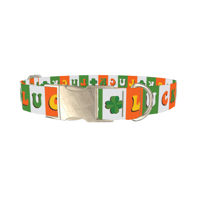 Lucky Clover Dog Collar - metal silver