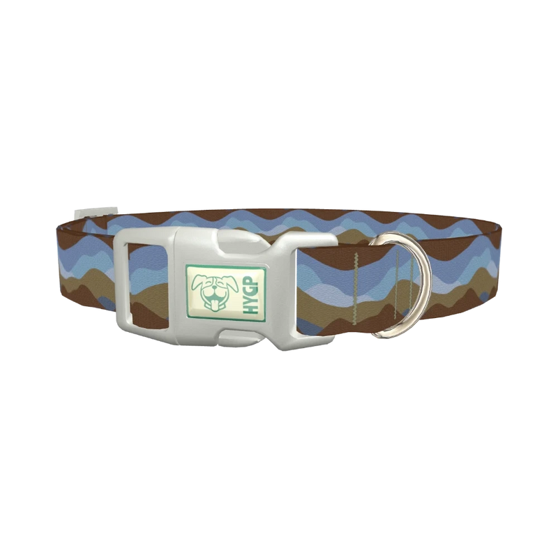 Geometric Landscape Dog Collar - plastic silver