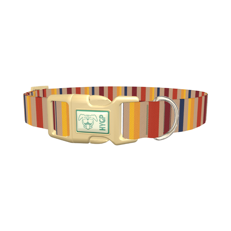 Hexagonal Stripe Dog Collar - plastic gold