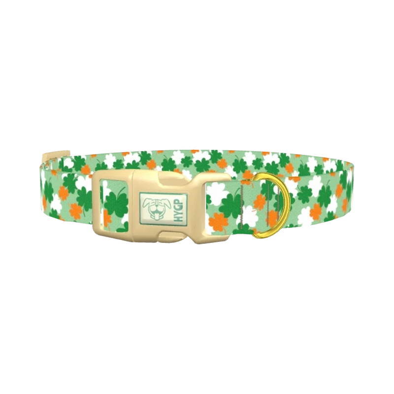 Lucky Clover Pattern Dog Collar - plastic gold