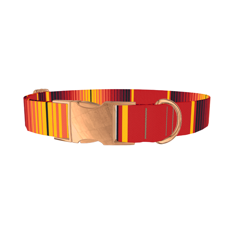 Mexican Red Stripe Dog Collar - metal rose gold