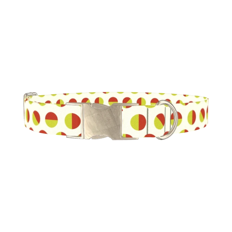 Geometric Polka Dot Dog Collar - metal silver
