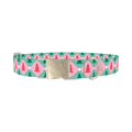 Geometric Pink Green Tree Dog Collar - metal silver