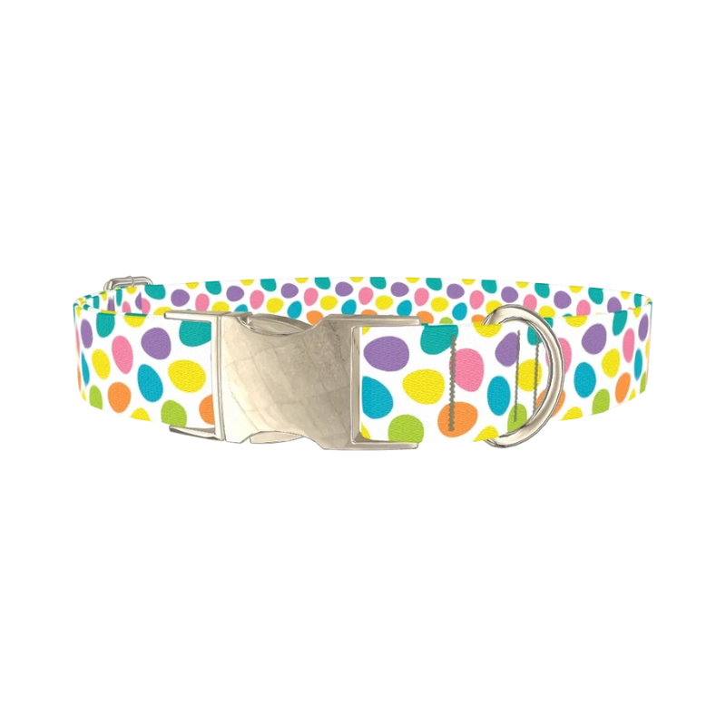Colorful Easter Egg Dog Collar - metal silver