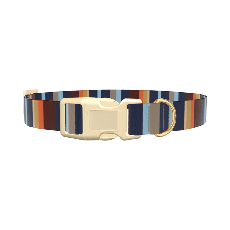 Striped Geometric Dog Collar - plastic silver