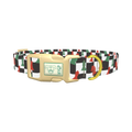 Checkered Chess Piece Dog Collar - plastic gold