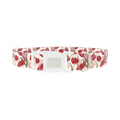 Red Pink Tulip Dog Collar - plastic silver