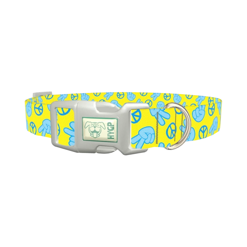 Peace Sign Dog Collar - plastic silver