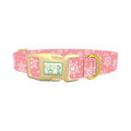 Pink Snowflake Pattern Dog Collar - plastic gold
