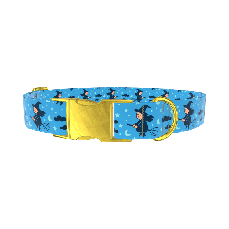 Blue Witch Sky Dog Collar - metal rose gold