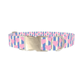 Heart Stripes Dog Collar - metal silver