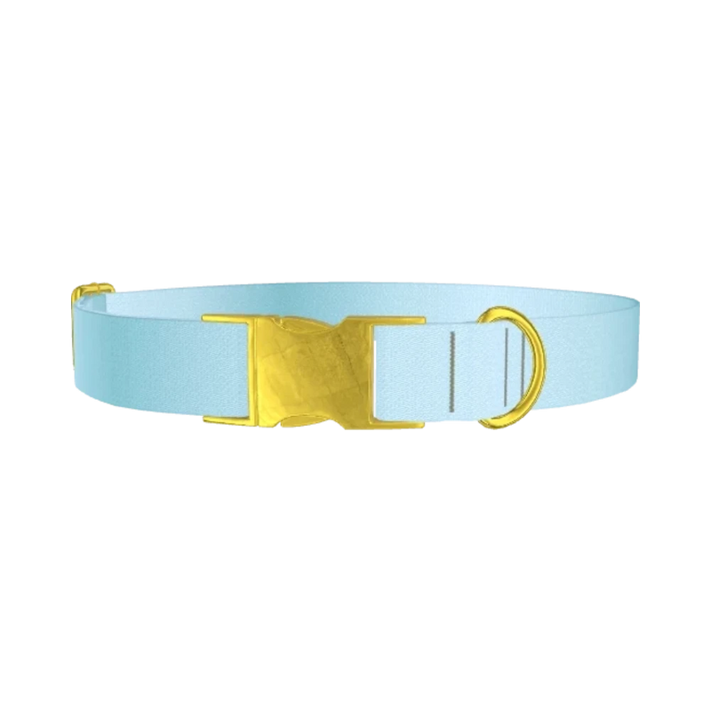 Blue Gradient Dog Collar - metal gold