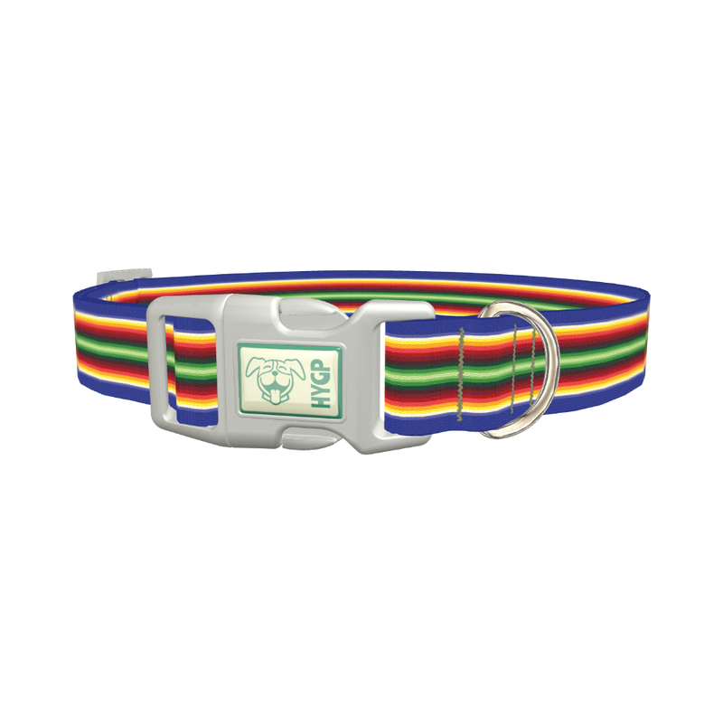 Colorful Layered Stripe Dog Collar - plastic silver