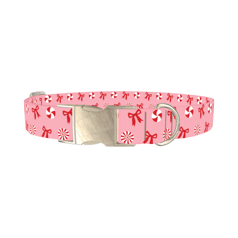 Candy Bow Dog Collar - metal silver