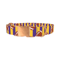 Purple Stripe Football Dog Collar - metal rose gold