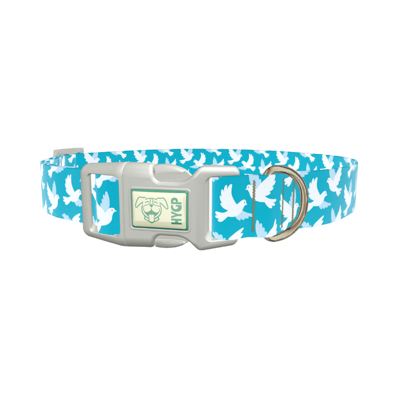 White Dove Pattern Dog Collar - plastic rose gold
