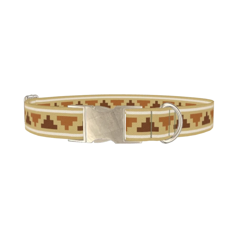 Sand Tribal Pattern Dog Collar - metal silver
