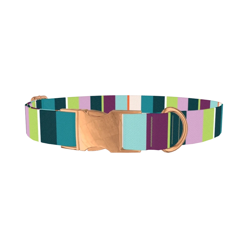 Striped Pattern Dog Collar - metal rose gold