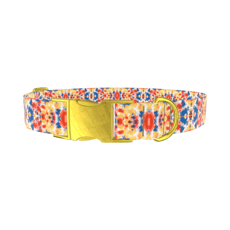Multicolor Tie Dye Dog Collar - metal rose gold