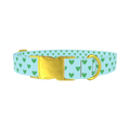 Mint Heart Pattern Dog Collar - metal gold