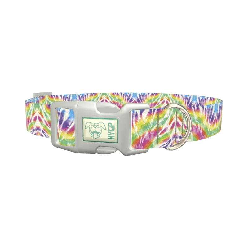 Multicolor Tie-Dye Dog Collar - plastic silver
