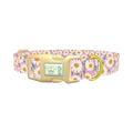 Pink Chamomile Dog Collar - plastic gold