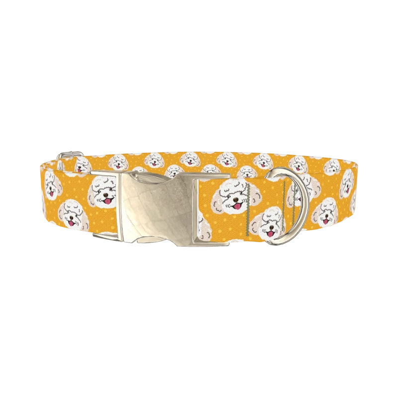 Toy Poodle Pattern Dog Collar - metal silver
