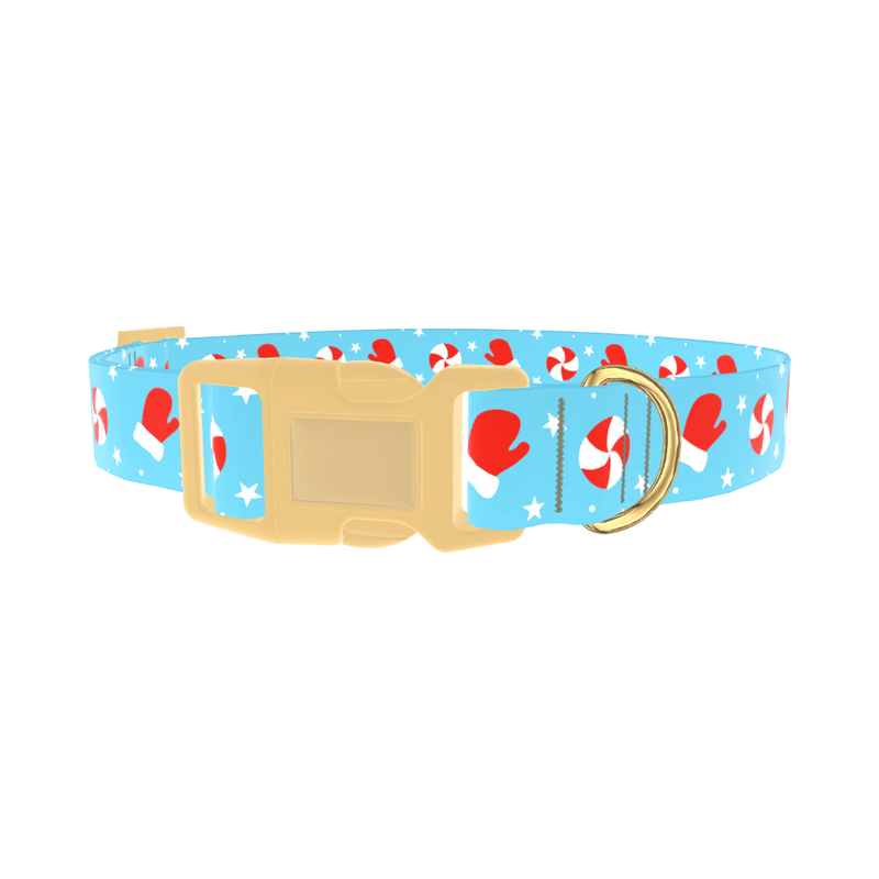 Peppermint Mitten Dog Collar - plastic gold